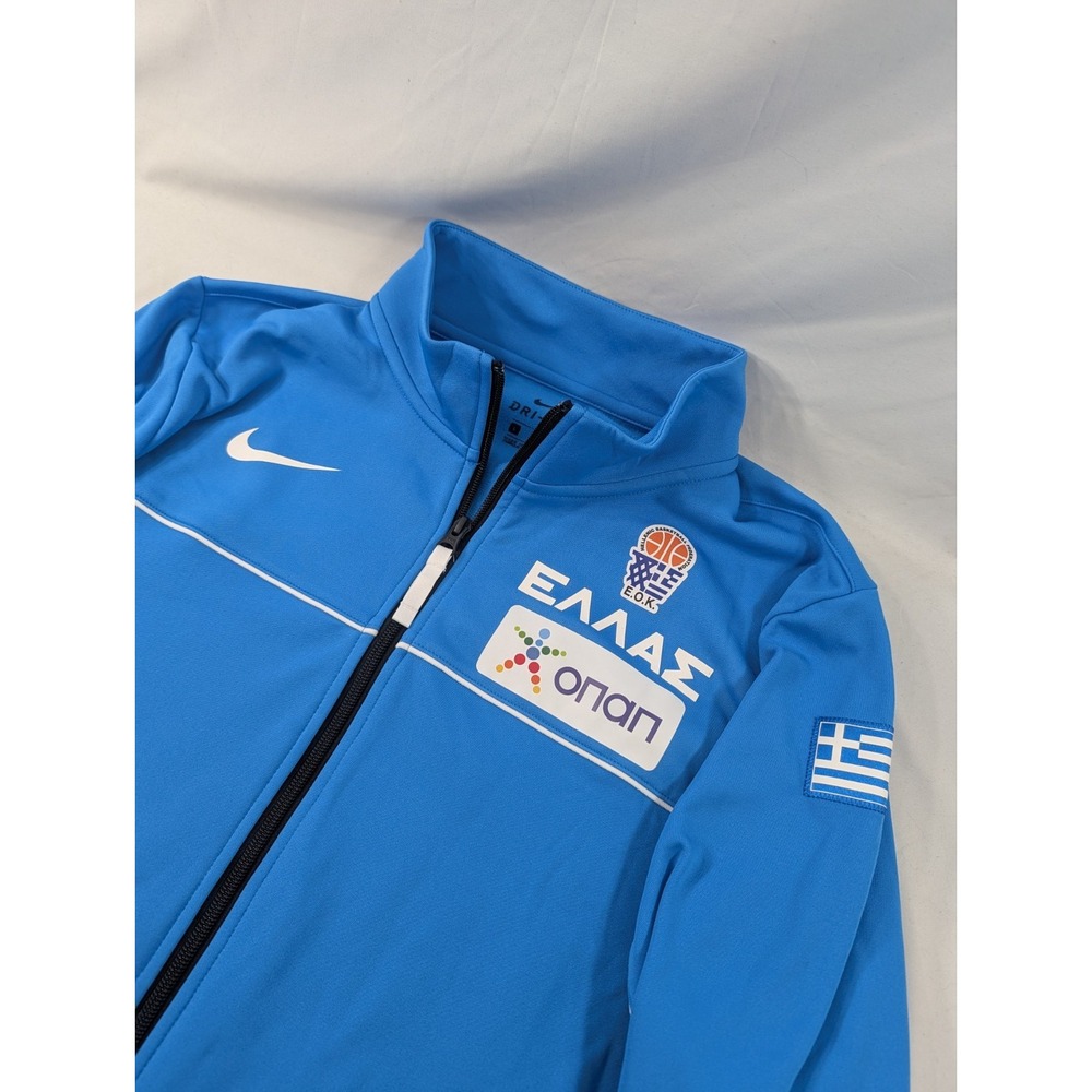Nike Hellenic Greece National Basketball Full Zip Warm Up Jacket Blue Large